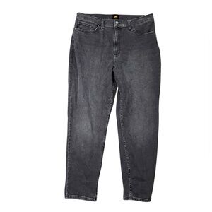 Lee High Rise Tapered Jeans Faded Black Stretch Denim 16M